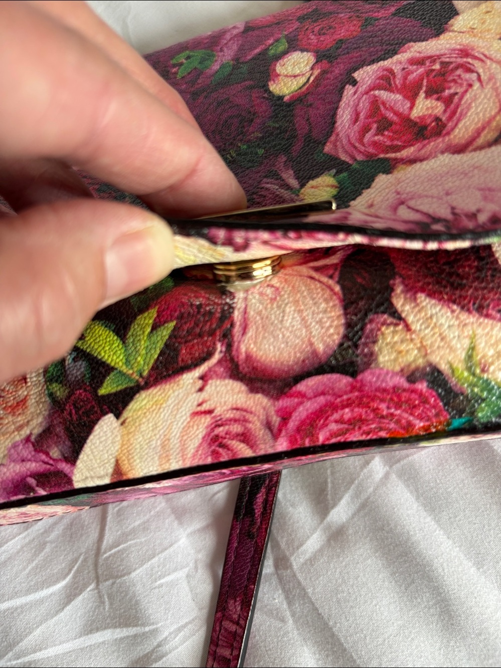 kate spade floral multicolor leather wristlet clutch - pink & green roses - Picture 7 of 17